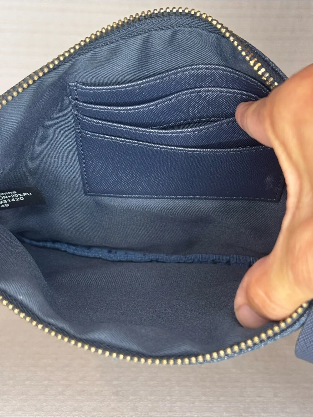GUESS Denim Clutch with Rose embroidered